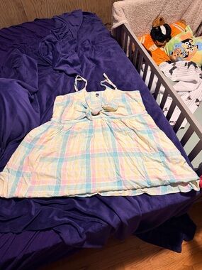 Pastel Plaid Tie-Front Sundress